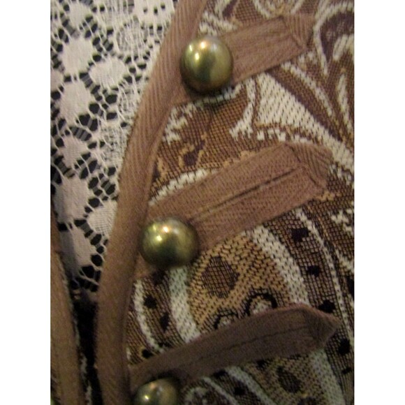Adore Baroque Inspired Khaki Paisley Cropped Jacket Raw Hem Retails NWT $150 L - Picture 4 of 11